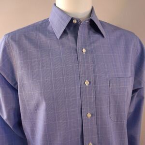 Brooks Brothers Regent Shirt Men 15 - 4/5 Blue White Plaid Non Iron Cotton LS